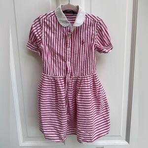 Polo by Ralph Lauren 3T Girls Pink & White A-Line Short Sleeve Shirt Dress
